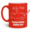 Neon Tasse mit Gravur - Jaja Moin, Fresse halten, Kaffee...