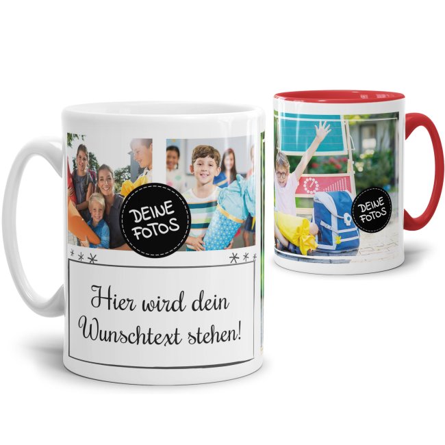 Tasse mit Fotocollage und Wunschtext - verschiedene Designs