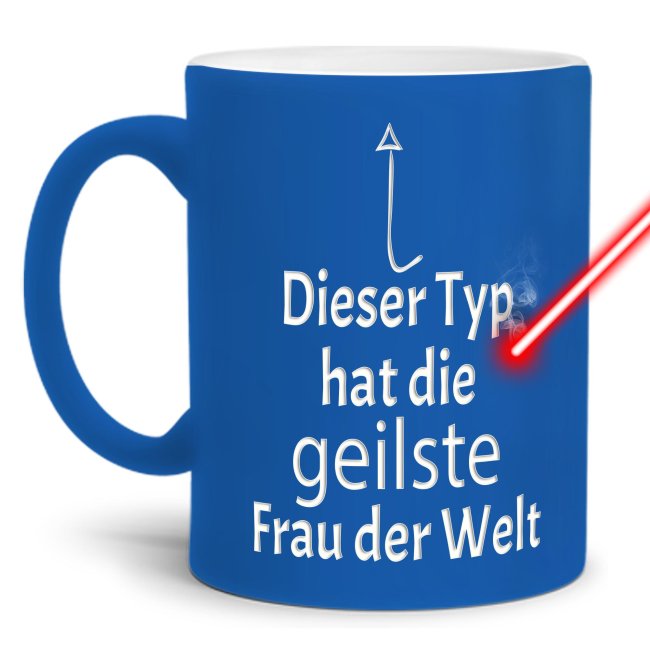 Neon Tasse mit Gravur - Dieser Typ hat die geilste Frau