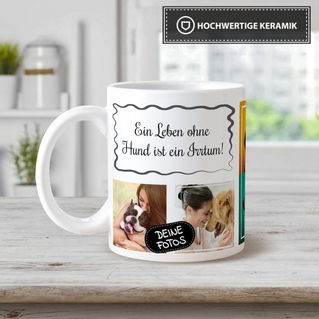 Tasse mit Fotocollage und Wunschtext - verschiedene Designs