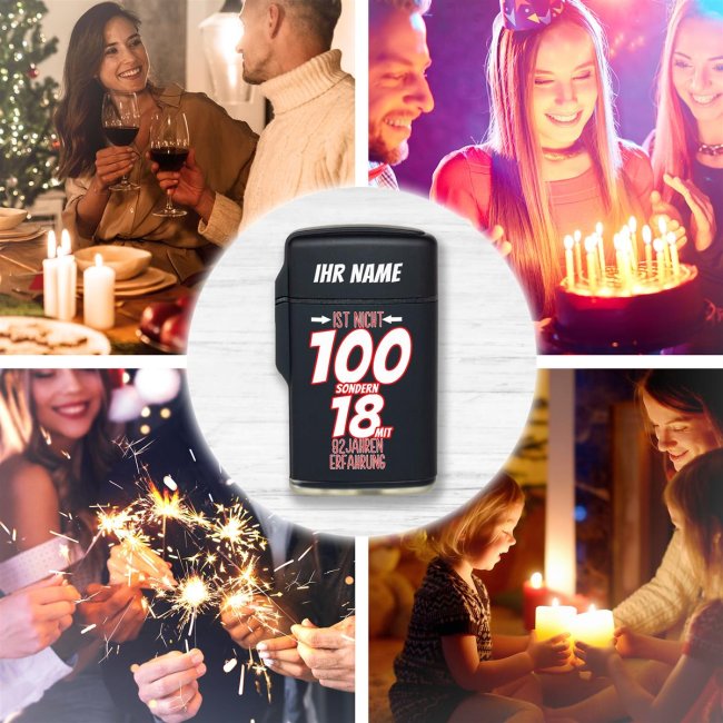 Feuerzeug mit Name zum 100. Geburtstag