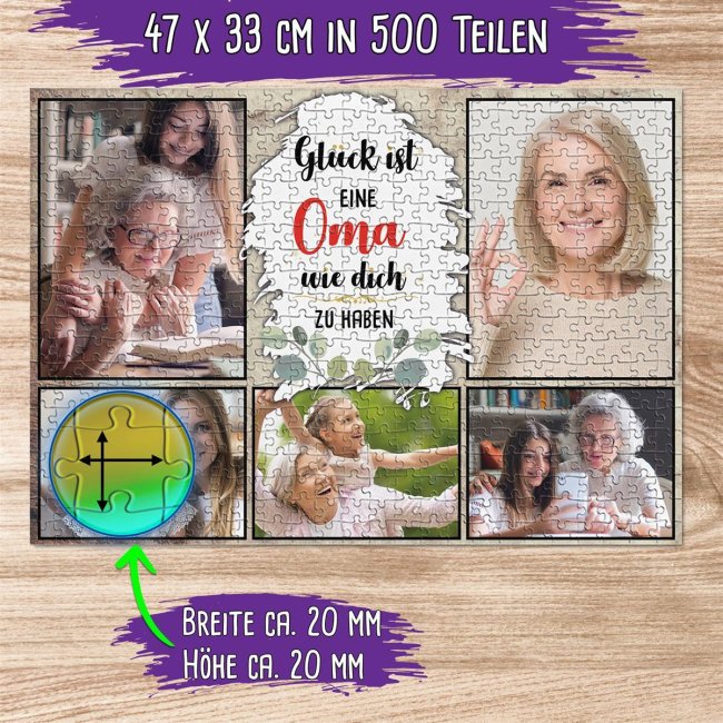 Foto-Puzzle f&uuml;r die Oma  - Gl&uuml;ck ist - 500, 1000 oder 2000 Teile in