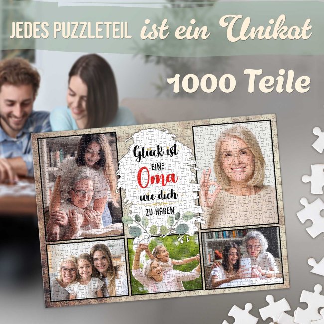 Foto-Puzzle f&uuml;r die Oma  - Gl&uuml;ck ist - 1000 Teile in Metalldose