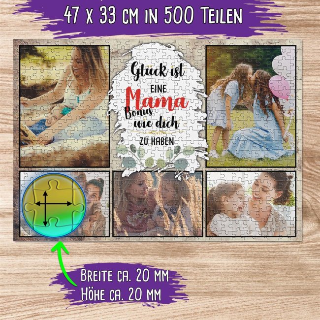 Foto-Puzzle f&uuml;r die Bonusmama  - Gl&uuml;ck ist - 500 Teile in Karton