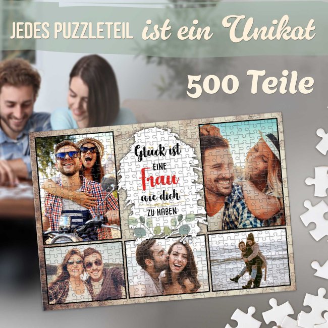 Foto-Puzzle f&uuml;r die Frau  - Gl&uuml;ck ist - 500 Teile in Metalldose