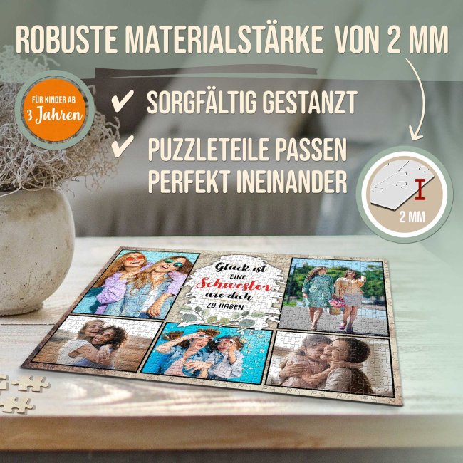 Foto-Puzzle f&uuml;r die Schwester  - Gl&uuml;ck ist - 1000 Teile in Metalldose