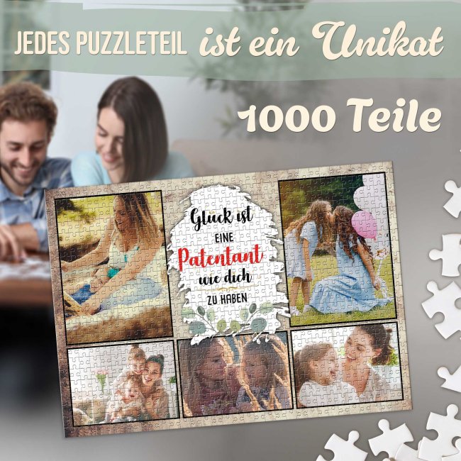 Foto-Puzzle f&uuml;r die Patentante  - Gl&uuml;ck ist - 1000 Teile in Metalldose