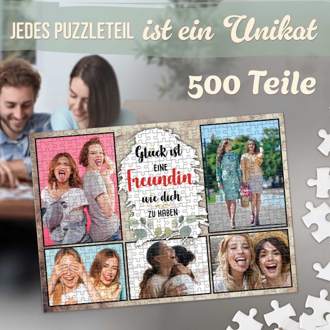 Foto-Puzzle f&uuml;r die Freundin  - Gl&uuml;ck ist - 500 Teile in Metalldose