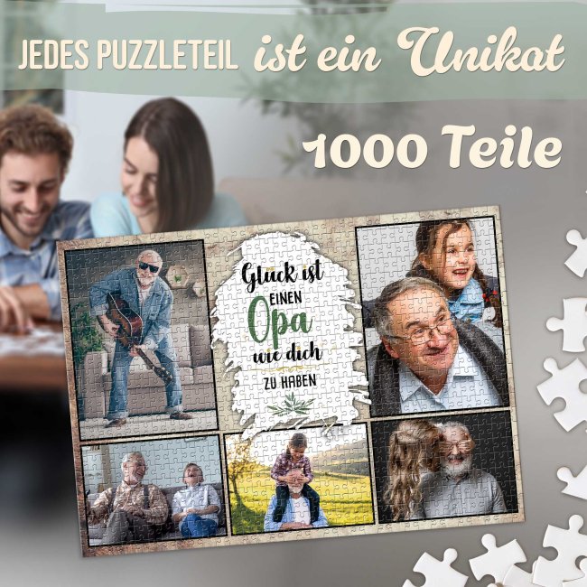 Foto-Puzzle f&uuml;r den Opa  - Gl&uuml;ck ist - 1000 Teile in Metalldose