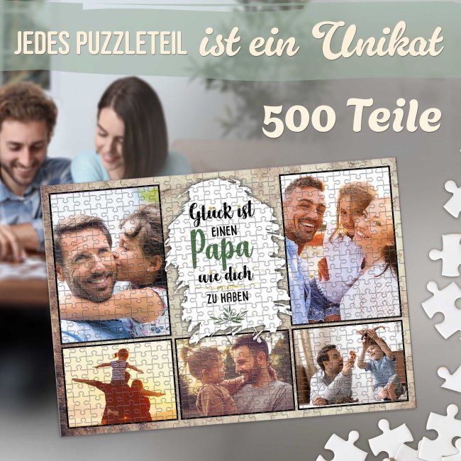 Foto-Puzzle f&uuml;r den Papa  - Gl&uuml;ck ist - 500 Teile in Metalldose