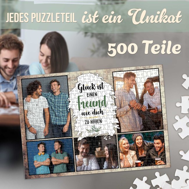 Foto-Puzzle f&uuml;r den Freund  - Gl&uuml;ck ist - 500 Teile in Metalldose