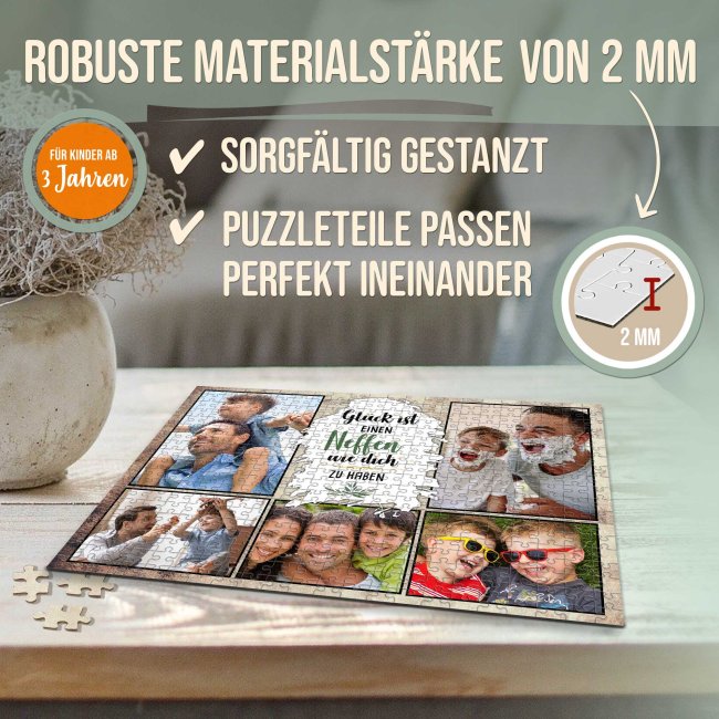 Foto-Puzzle f&uuml;r den Neffe  - Gl&uuml;ck ist - 500 Teile in Metalldose