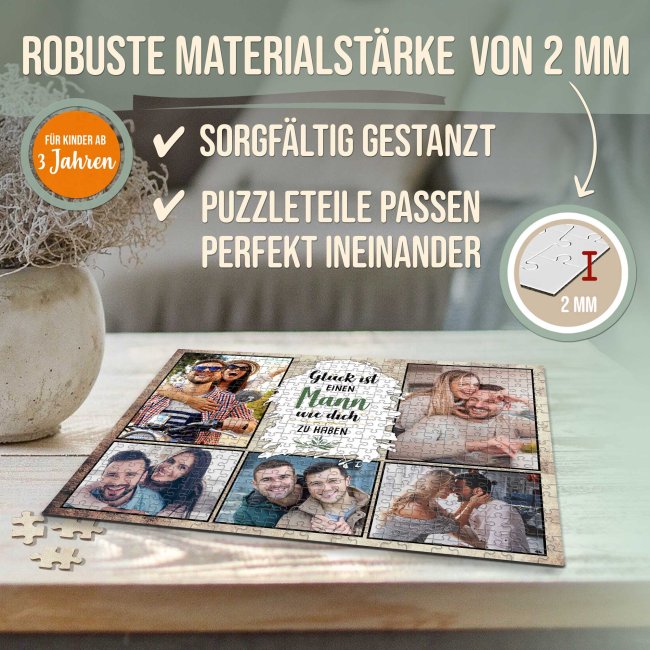 Foto-Puzzle f&uuml;r den Mann  - Gl&uuml;ck ist - 500 Teile in Metalldose