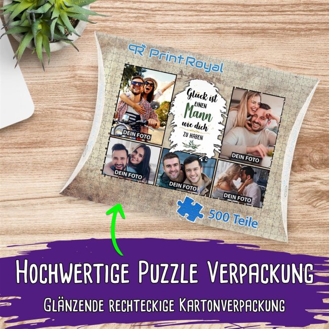 Foto-Puzzle f&uuml;r den Mann  - Gl&uuml;ck ist - 500 Teile in Karton