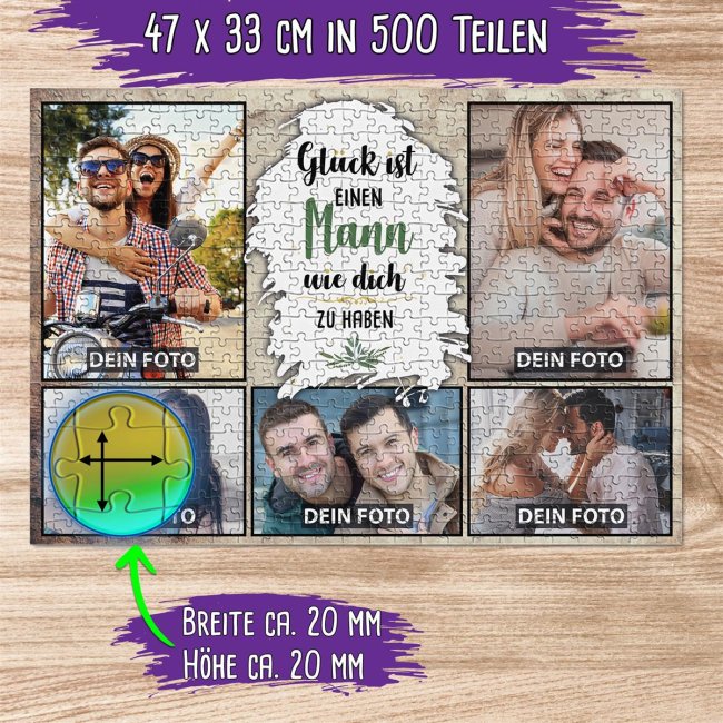 Foto-Puzzle f&uuml;r den Mann  - Gl&uuml;ck ist - 500 Teile in Karton