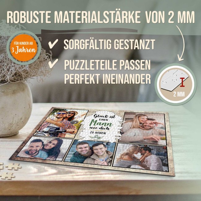 Foto-Puzzle f&uuml;r den Mann  - Gl&uuml;ck ist - 1000 Teile in Metalldose