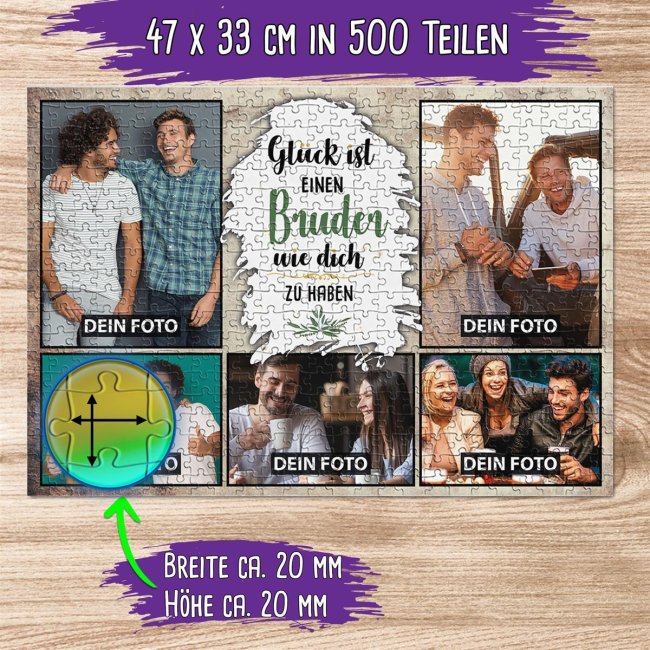 Foto-Puzzle f&uuml;r den Bruder  - Gl&uuml;ck ist - 500, 1000 oder 2000 Teile in