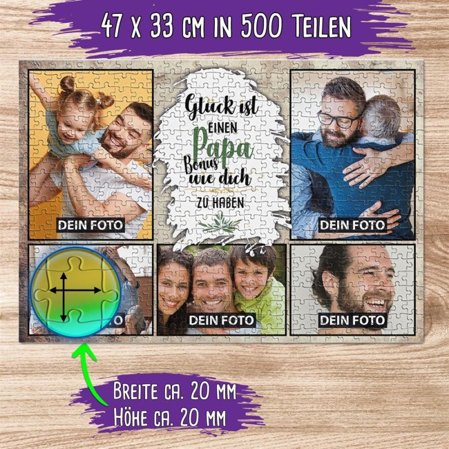 Foto-Puzzle f&uuml;r den Bonuspapa  - Gl&uuml;ck ist - 500, 1000 oder 2000 Teile in