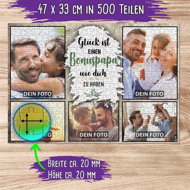 Foto-Puzzle f&uuml;r den Bonuspapa  - Gl&uuml;ck ist - 500 Teile in Karton