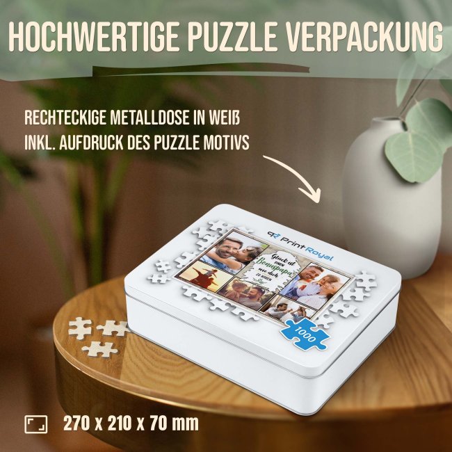 Foto-Puzzle f&uuml;r den Bonuspapa  - Gl&uuml;ck ist - 1000 Teile in Metalldose