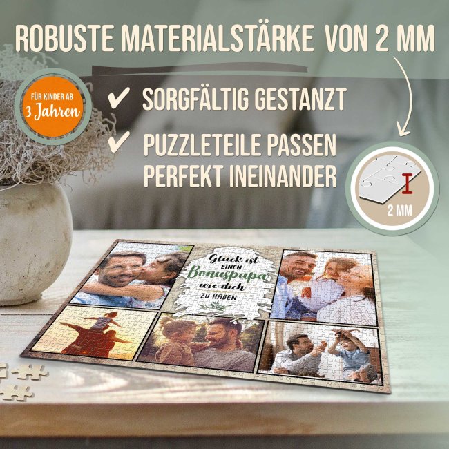 Foto-Puzzle f&uuml;r den Bonuspapa  - Gl&uuml;ck ist - 1000 Teile in Metalldose