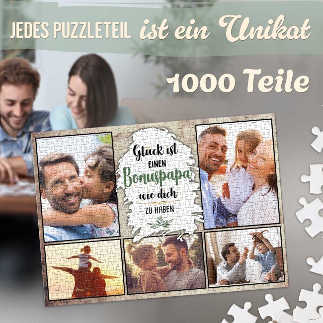 Foto-Puzzle f&uuml;r den Bonuspapa  - Gl&uuml;ck ist - 1000 Teile in Metalldose