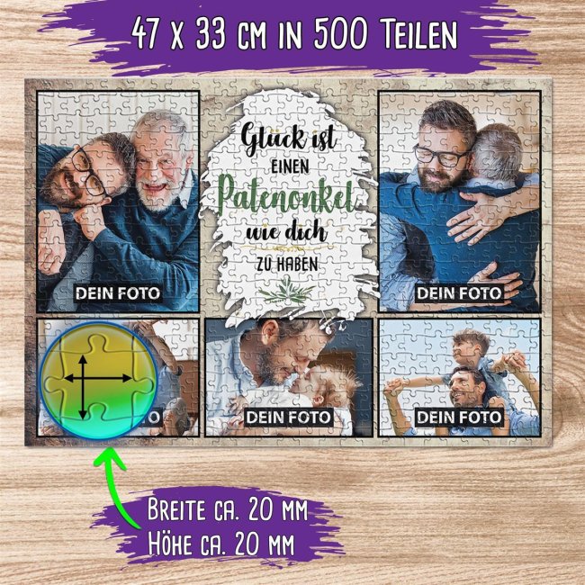 Foto-Puzzle f&uuml;r den Patenonkel  - Gl&uuml;ck ist - 500, 1000 oder 2000 Teile in