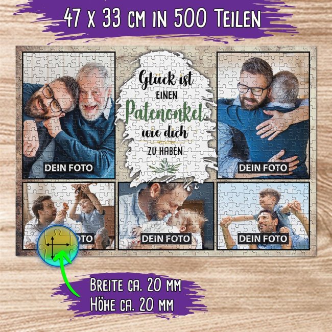 Foto-Puzzle f&uuml;r den Patenonkel  - Gl&uuml;ck ist - 500 Teile in Karton