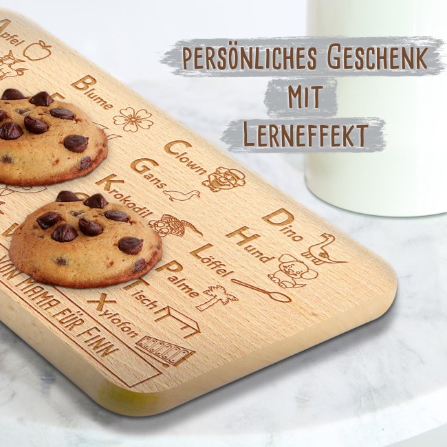 Holzbrettchen mit Gravur - ABC - personalisierbar mit Name