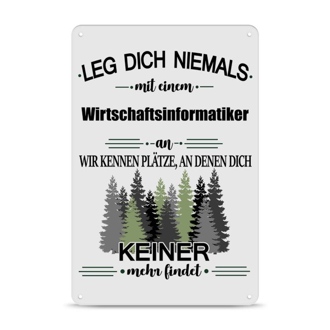 Blechschild - Leg dich niemals - Wirtschaftsinformatiker - A4