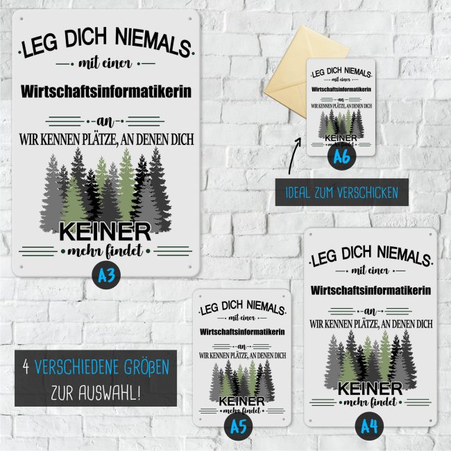 Blechschild - Leg dich niemals - Wirtschaftsinformatikerin - A4