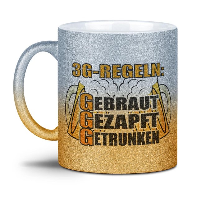 Glitzertasse - 3G-Regeln Bier