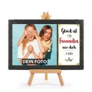 Schieferplatte mit Foto f&uuml;r die Freundin auf Staffelei
