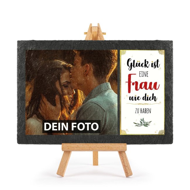 Schieferplatte mit Foto f&uuml;r die Frau auf Staffelei - 20 x 30 cm - 1 Bild