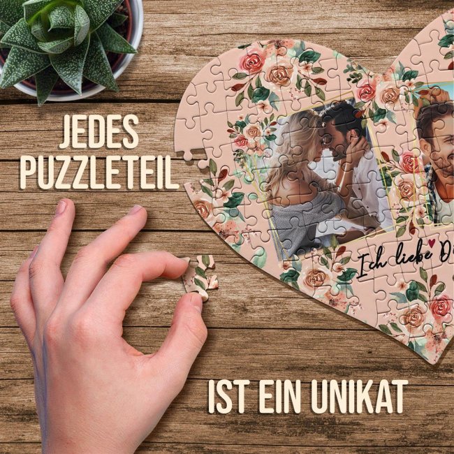 Herz Puzzle - Ich liebe dich - mit zwei Fotos gestalten