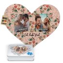 Herz Puzzle mit zwei Fotos - Ich liebe dich - 63 Teile in...