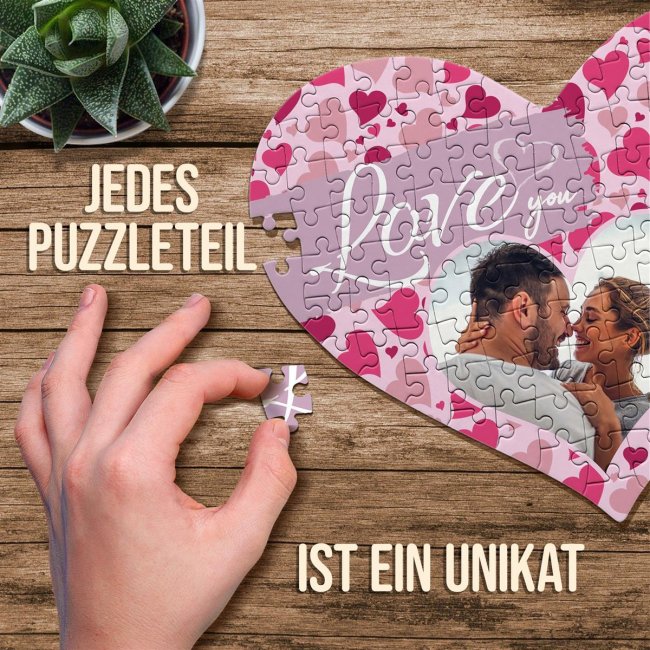 Herz Puzzle - Love you - mit Deinem Foto gestalten
