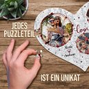 Herz Puzzle - Love - mit drei Fotos, Namen und Datum...