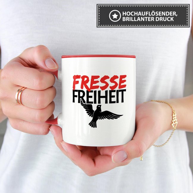 Statement Tasse mit Spruch - Fresse Freiheit - Taube