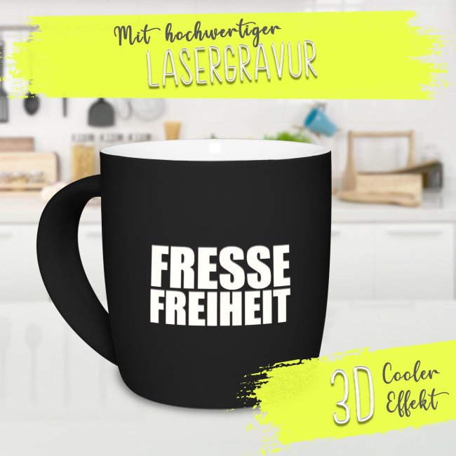 Gummierte Tasse - FresseFreiheit