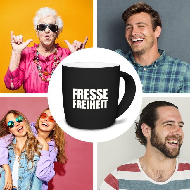 Gummierte Tasse - FresseFreiheit