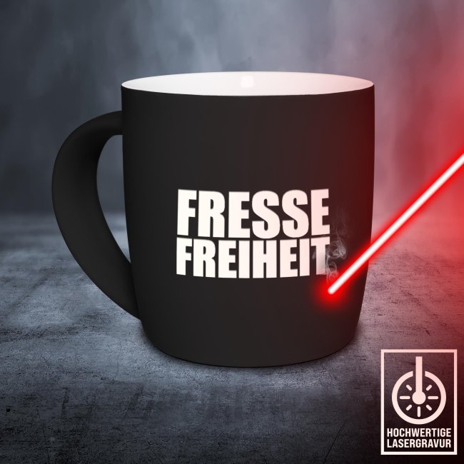 Gummierte Tasse - FresseFreiheit