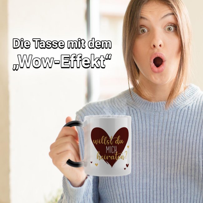 Zaubertasse - Willst du mich heiraten? Herz - Magic Mug