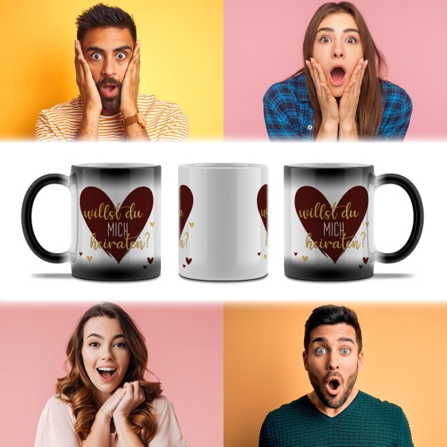 Zaubertasse - Willst du mich heiraten? Herz - Magic Mug