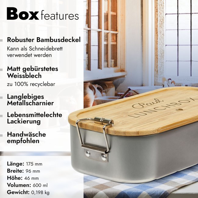 Brotdose - Lunchbox - mit Name als Gravur