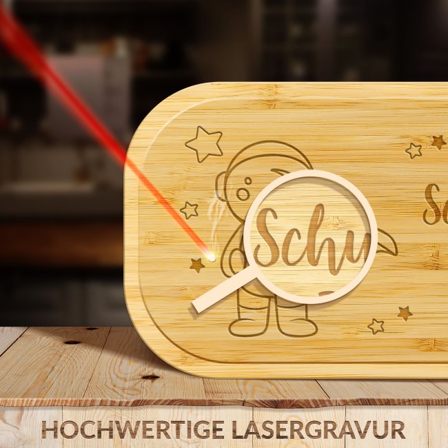 Brotdose mit Name gravieren - Schulkind-Astronaut