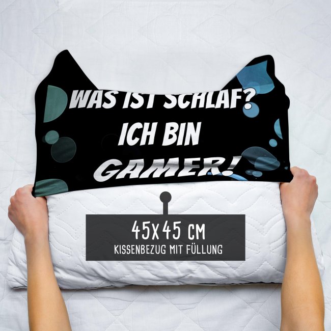 Satin Kissen - Was ist Schlaf, ich bin Gamer!