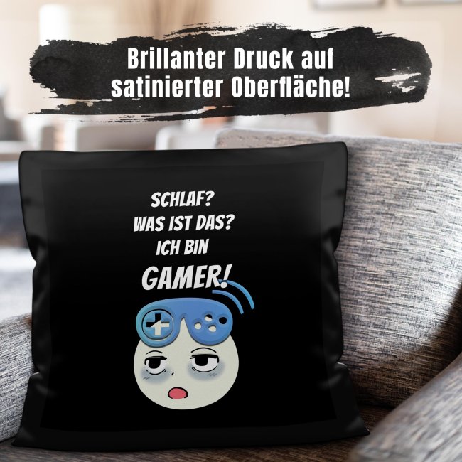 Satin Kissen - Schlaf? Ich bin Gamer