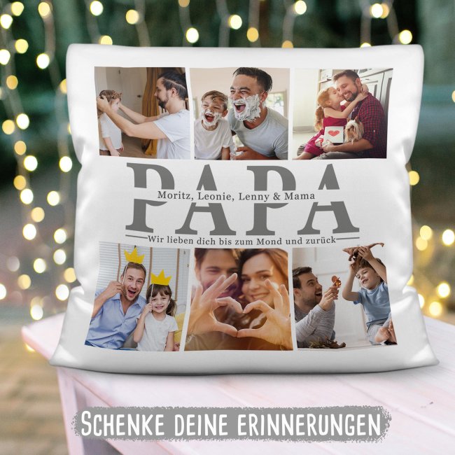 Kissen mit Fotocollage f&uuml;r Papa