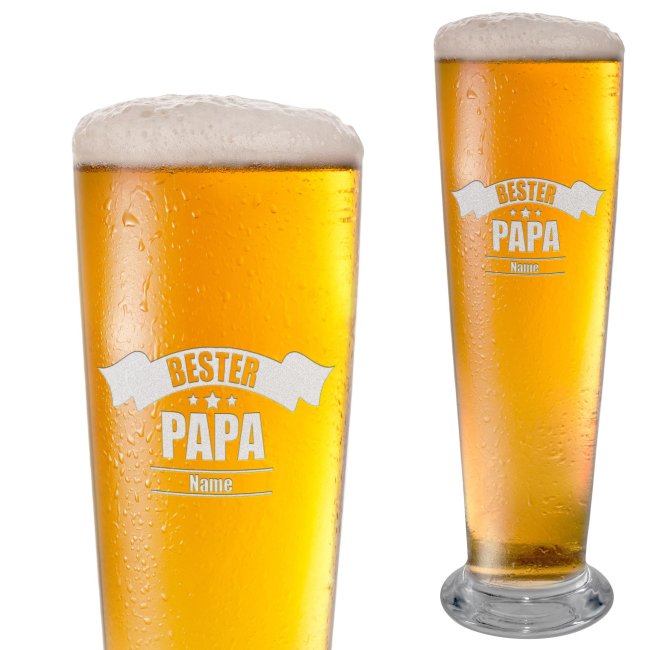 Graviertes Bierglas mit Name - Bester Papa